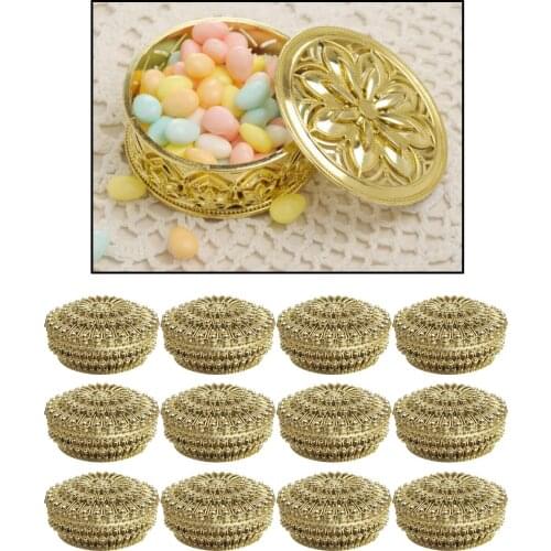 Small Hollow Gold Candy Box Wedding Marriage Baby Shower Favor Decoration