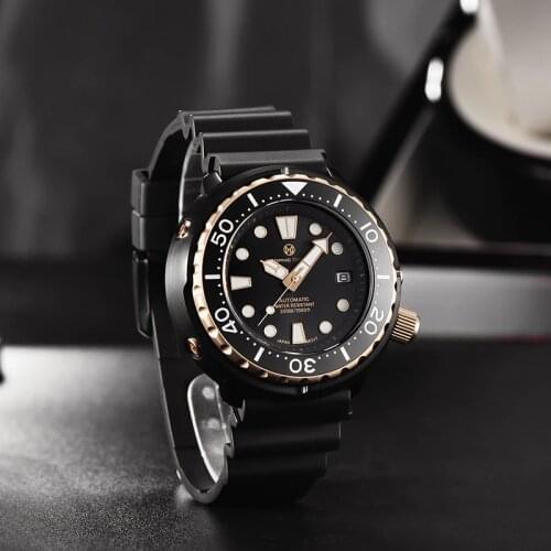 PAGRNE DESIGN Diver Mens Wristwatch NH35 Mechanical Watches Sapphire Crystal Clock Top Brand 300M Waterproof Automatic Watch Men