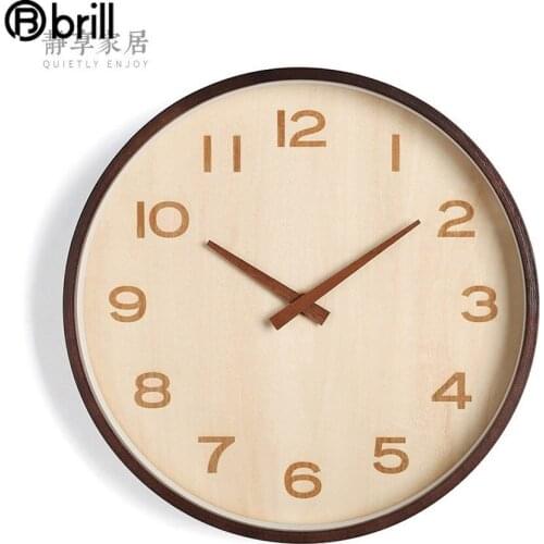 Japanese Style Wood Wall Clock Silent Wooden Needle Nordic Modern Big Wall Clocks Wall Home Decor Living Room Reloj De Pared