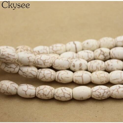 Ckysee Wholesale Natural Stone White Oval Turquoises Loose Beads 1 Strand 7.5*10mmWith China stone beads Suppliers