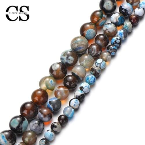 Natural Blue Fire Agates Beads Stone Beads for Bracelet Jewelry Making Bulk Round Loose Beads DIY Accessories 4/6/8/10/12 MM