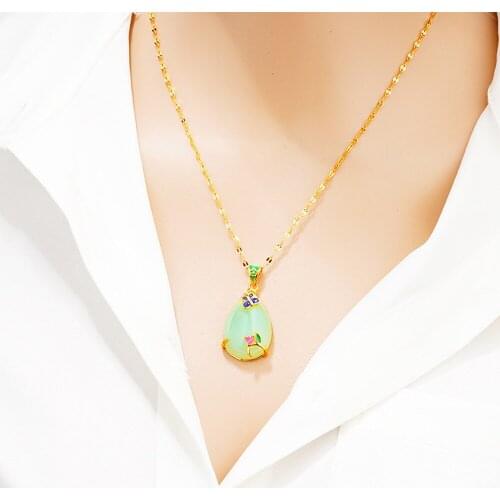 24K gold color plum water drops natural stone necklaces for women Chocker Necklace Small pendant Choker wedding Jewelry