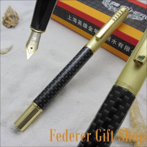 HERO 736 Black grid and gold Fountain pen metal case gift ink pen 3Color Optional