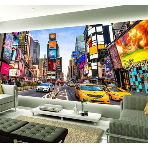 Custom 3D Photo Wallpapers Times Square New York Modern Streetscape Lounge Bar Cafe Tea Shop Background Wallpaper