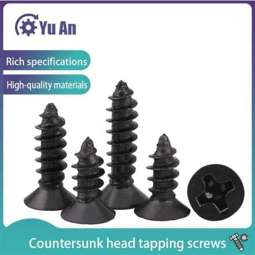 Black Cross Recessed Countersunk Flat Head Self Tapping Screw KA Phillips Cell Phone Small Screw M1.0M1.2M1.4M1.7 1000Pcs