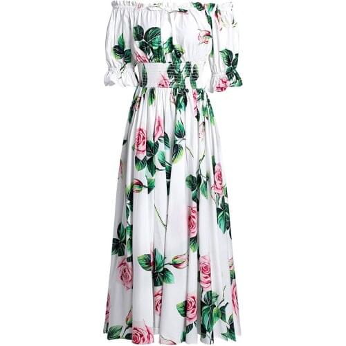 Sicilian Rose Runway Floral Dress Women 2020 Summer Autumn Long Sleeve Maxi Dresses Female Print Flower Chiffon Dress Ruffles