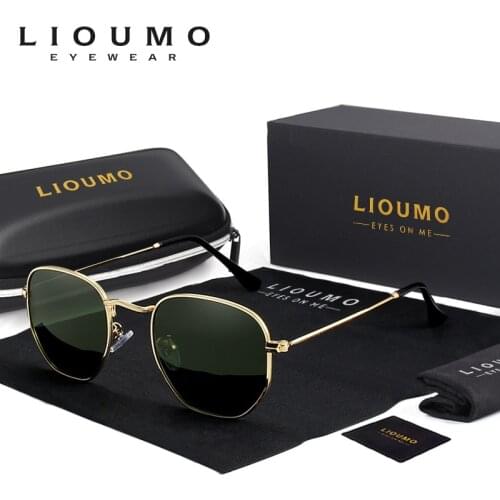 LIOUMO Classic Reflective Polarized Sunglasses Men Hexagon Retor Sun Glasses Women Stainless Steel Eyewear UV400 Gafas De Sol