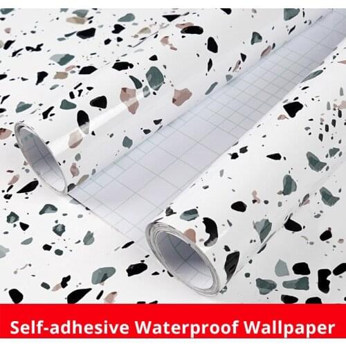 Modern Terrazzo Decorative Films For Kitchen Cabinets Waterproof Bathroom Floor Self-Adhesive Home Decorative Sticky Paper Decal