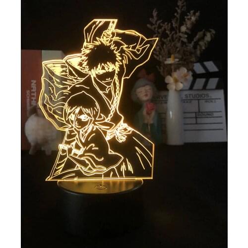 3d Light Anime Bleach for Home Decoration Nightlight Cool Birthday Gift Acrylic Led Night Lamp Color Changing Table Bleach