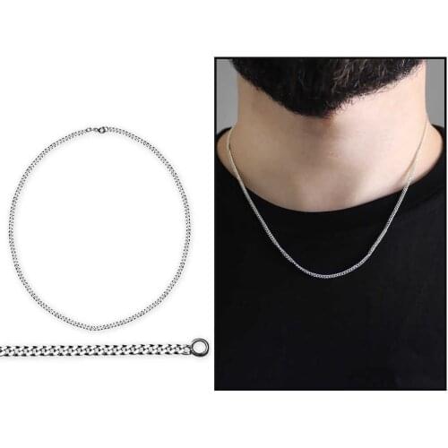 Tesbihane 925 Sterling Silver 50 cm 60 Micron 314cc Silver Men Chain Necklace