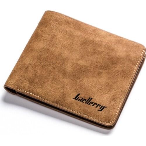 Baellerry Slim Vintage Nubuck Leather Wallet For Men Short Designer Man Purse Thin ID Credit Card Holder Money Bag