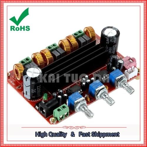 XH-M139 2.1-channel digital power amplifier board 12V-24V wide voltage TPA3116D2 2 * 50W + 100W Amplifiers module 2*50W 0.18KG
