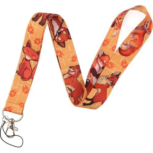 YL446 Animal Fox Leopard Keychain Lanyards Id Badge Holder ID Card Pass Gym Mobile Phone USB Badge Holder Key Strap