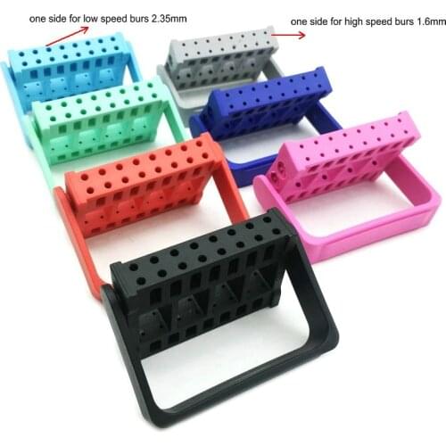 1pc Dental Burs Holder 16 Holes for High Speed Burs and Low Speed Burs 2.35mm and 1.6mm Nail Drill Bit Holder Dentist Tool