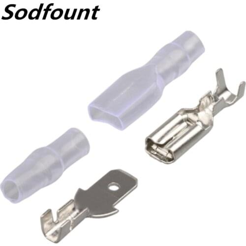 100sets Brass PVC sheath 4.8mm plug spring insert insulation transparent sheath male and female plug terminal crimping 0.2-1mm2