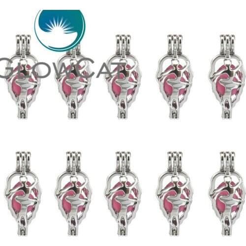 10x K584 Dancing Girl Pearl Cage Jewelry Making Beads Cage Pendant Essential Oil Diffuser Aroma Locket For Oyster Pearl
