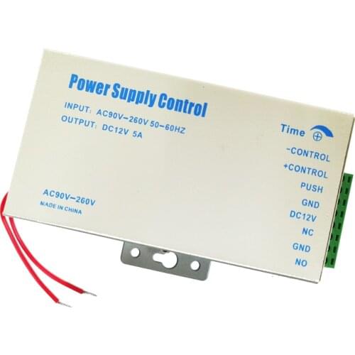 12VDC Access Control Power Supply Switch 5A Time Delay Adjustable AC110V-240V Input NO/NC Output for Electric Lock