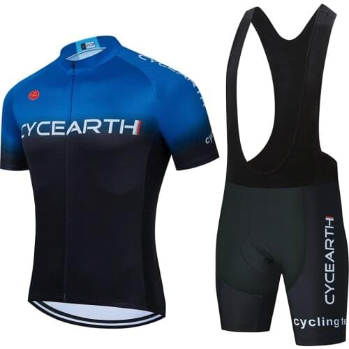 2021 Summer Cycling Jersey Set Cycearth Fluo yellow MTB Uniform Clothing Quick Dry Bike Clothes Men Short Maillot Culotte Suit
