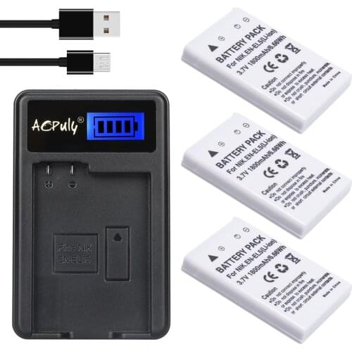 3Pc EN-EL5 ENEL5 En El5 Li-ion Rechargeable Battery + LCD USB Charger For Nikon Camera Coolpix P80 P90 P100 P500 P510 P520 P3 P4