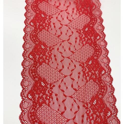3y/lot Width 24.50cm Dark Red Elastic Stretch Lace Trims For Clothing Accessory Dress Sewing Applique Costume Lace Fabric