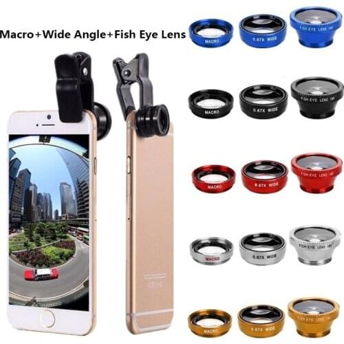 3in1 Fisheye Phone Lens 0.67x Wide Angle Zoom Lens Fish Eye Macro Lenses Camera Kits With Clip Lens On The Phone For Smartphone