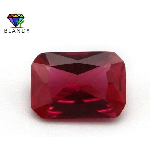 #5 Red Stone 3x5mm-10*12mm Rectangle Cut Shape 5A Quality Synthetic Rubi Corundum Stone For Jewelry