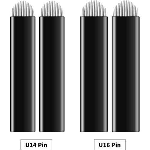 500Pcs U16 U14 0.2mm Needle U Shape Eyebrow Tattoo Microblading Blades Permanent Makeup Manual Pen 3D Eyebrow Embroidery