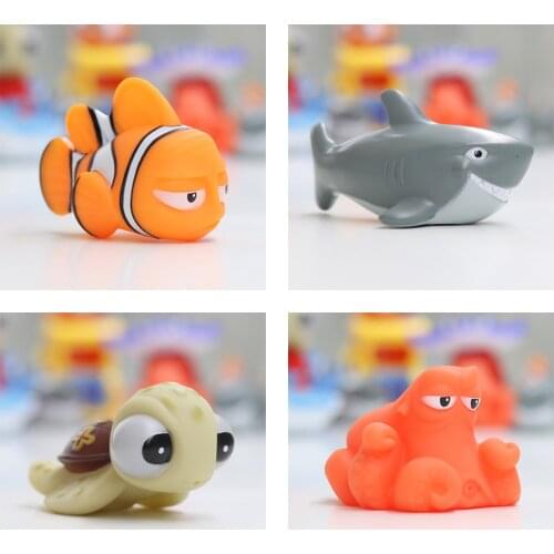 8 Pcs/Set Baby Bath Toys Finding Nemo Dory Fish Float Spray Water Squeeze Toys Soft Rubber Bathroom Play Animals Bath Figure Toy