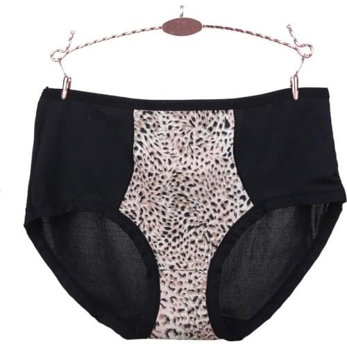Plus Size European Sexy Leopard Briefs Sexy Mid Waist Cotton Lingerie Breathable Comfort Underwear Women Panties Cotton