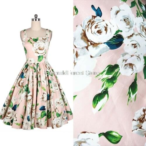 Big original flower pattern Handmade diy fabric fabric Camellia printed satin cotton cloth 100cm*140cm