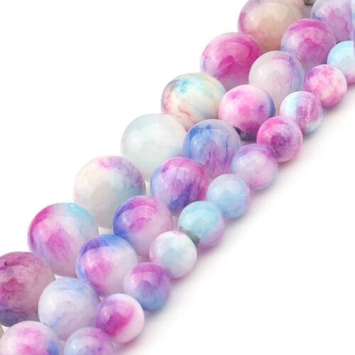 Purple Colorful Persian jades Stone Beads Round Loose Spacer Beads For Jewelry Making DIY Perles Bracelet 6 8 10mm 15" Strand
