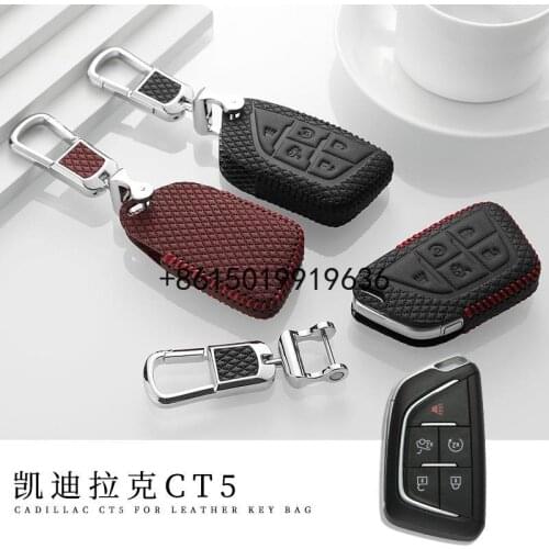 Key bag for Cadillac CT5 2020 car-styling Brand New High Quality leather remote key Case Cover Holder