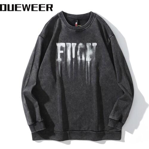 Dueweer Mens Womens Sweatshirts Hoodies Hip Hop Splash Ink Pullover Vintage Distressed Letters Print Oversize Sweatshirt Hoodie