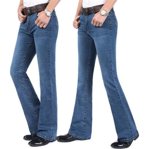 Jeans men 2020 Spring and Autumn New Modis jeans Mid-waist Stretch Flare pants Mens Micro-trousers Slim Blue jeans Size 26-40