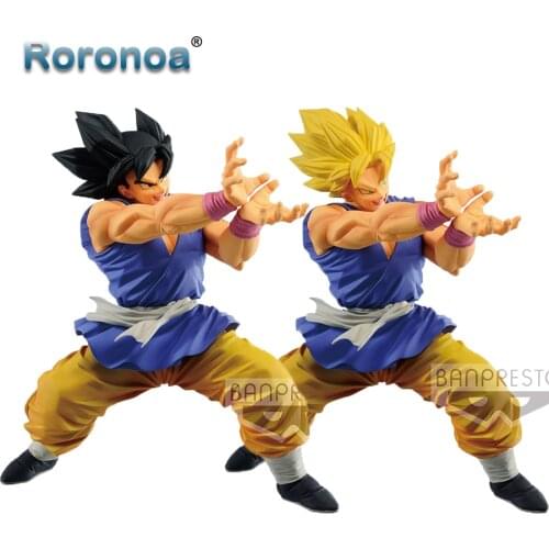 RORONOA Original Banpresto D B GT Ultimate Soldiers SSJ Goku Kamehameha Action Figure Collectible Model Toys Figurals Brinquedos