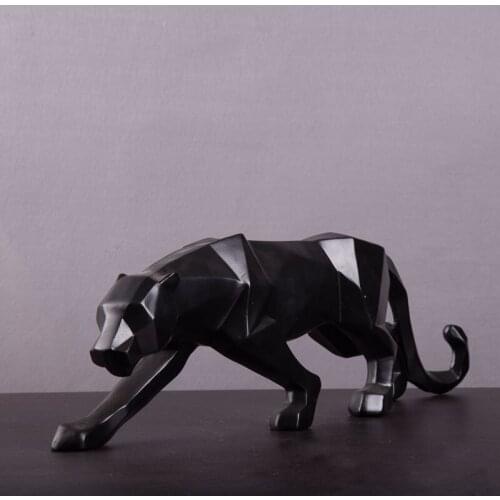 GEOMETRICAL LEOPARD STATUES ANIMAL CRAFT HOME HOTEL SCULPTURE DECORATIONS RESIN CRAFT CREATIVE GIFTS L3349