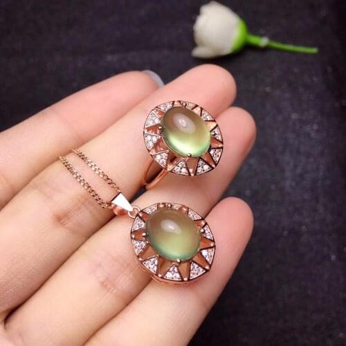 Natural grape stone set, icy and transparent, made of 925 silver, full and beautiful, hot style