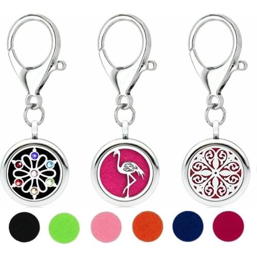 Cross Guam Key Chain Essential Oil Perfume Diffuser 25mm Magnetic Locket with Lobster Clasp Key Ring 5pcs Pads Free