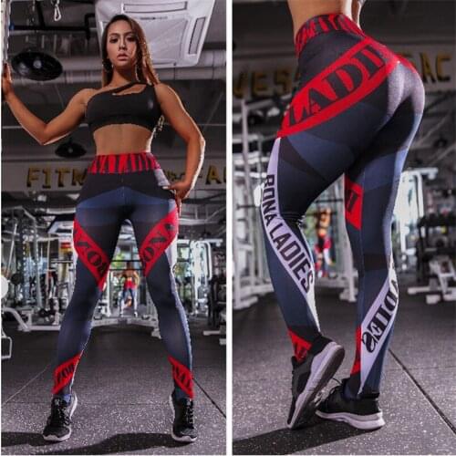 Running Leggings Women letter stripe legins Tight Stretchy Pants Elastic Slim fiteness clothing High Waist Ankle Length