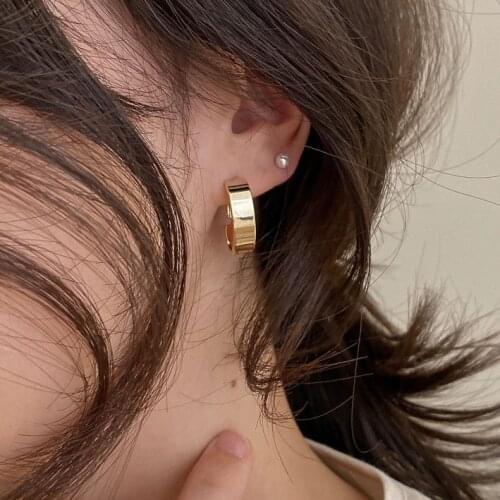 Metal Gold Silver Color Earrings For Women Fashion Jewelry Big Hook Shaped Geometric Ear Jewellery Gifts