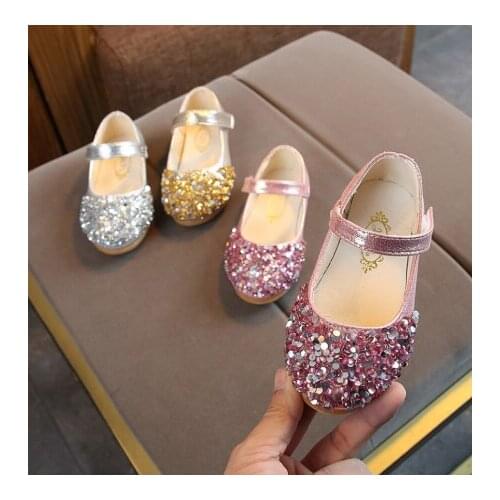New Spring Children Princess Shoes Girls Sequins Girls Wedding Party Kids Dress Shoes for Girls School Sandals