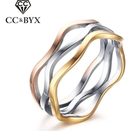 CC Stainless Steel Couple Rings For Women And Men Creative Irregular Three-Ring Party Wedding Cincin Wanita Accessories CC1279