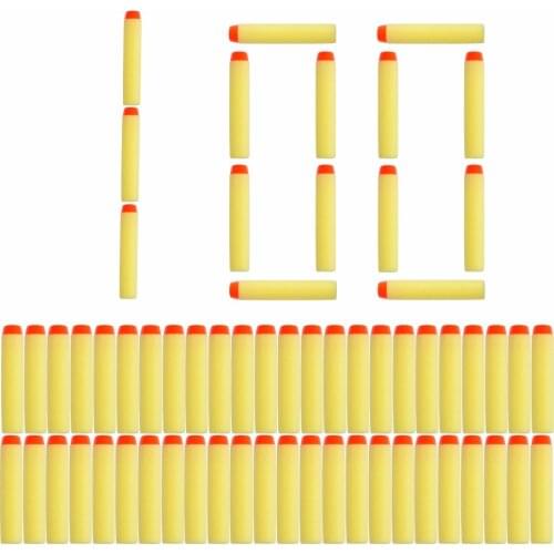 100pcsFor Nerf Bullets Soft Hollow Hole Head yellow 7.2cm Refill Darts Toy Gun Bullets for Nerf Series Blasters Xmas kid Gifts