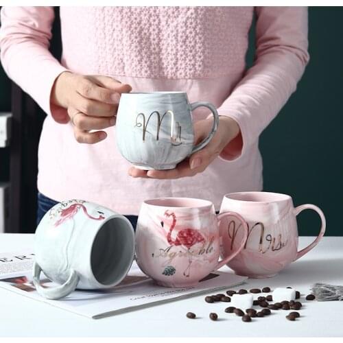 Luxury Ceramic Coffee mug Marble Coffee Cup Pink Gold Cute Cup Wedding Bridal Couple Lovers Milk Tea Breakfast Cups Gift