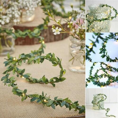 Rose Flower Vine String LED Lights Decoration Green Leaf Garland Battery/USB/Solar Powered 3m 5m 10m Warm White Fairy Lights