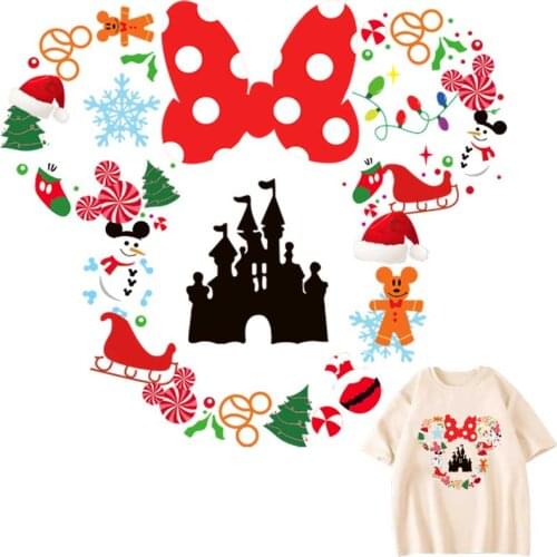 Merry Christmas Iron-On Transfers For Clothing Patches A-Level Washable T-Shirts Thermo Adhesive Patches Christmas Style Sticker