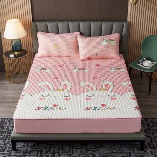 Cartoon pattern summer latex cool feeling breathable ice silk bedspread washable three-piece mat covers for bed