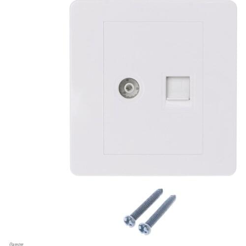 RJ45 Network Adapter+TV Antenna Coaxial Wall Mount Output Faceplate Panel Socket Damom