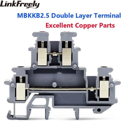 UKK2.5 MBKKB2.5 100pcs UK Double Layer Electrical Wire Screw Terminal Connector 25A/500V 2 IN+2 Out Splice Crimp Wiring Terminal
