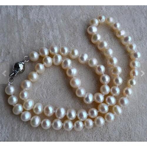 Unique Favorite Pearl Necklace Ivory Freshwater Pearl AA 6-7MM Single Strand Handmade Choker Necklace Wedding Birthday Women Gif